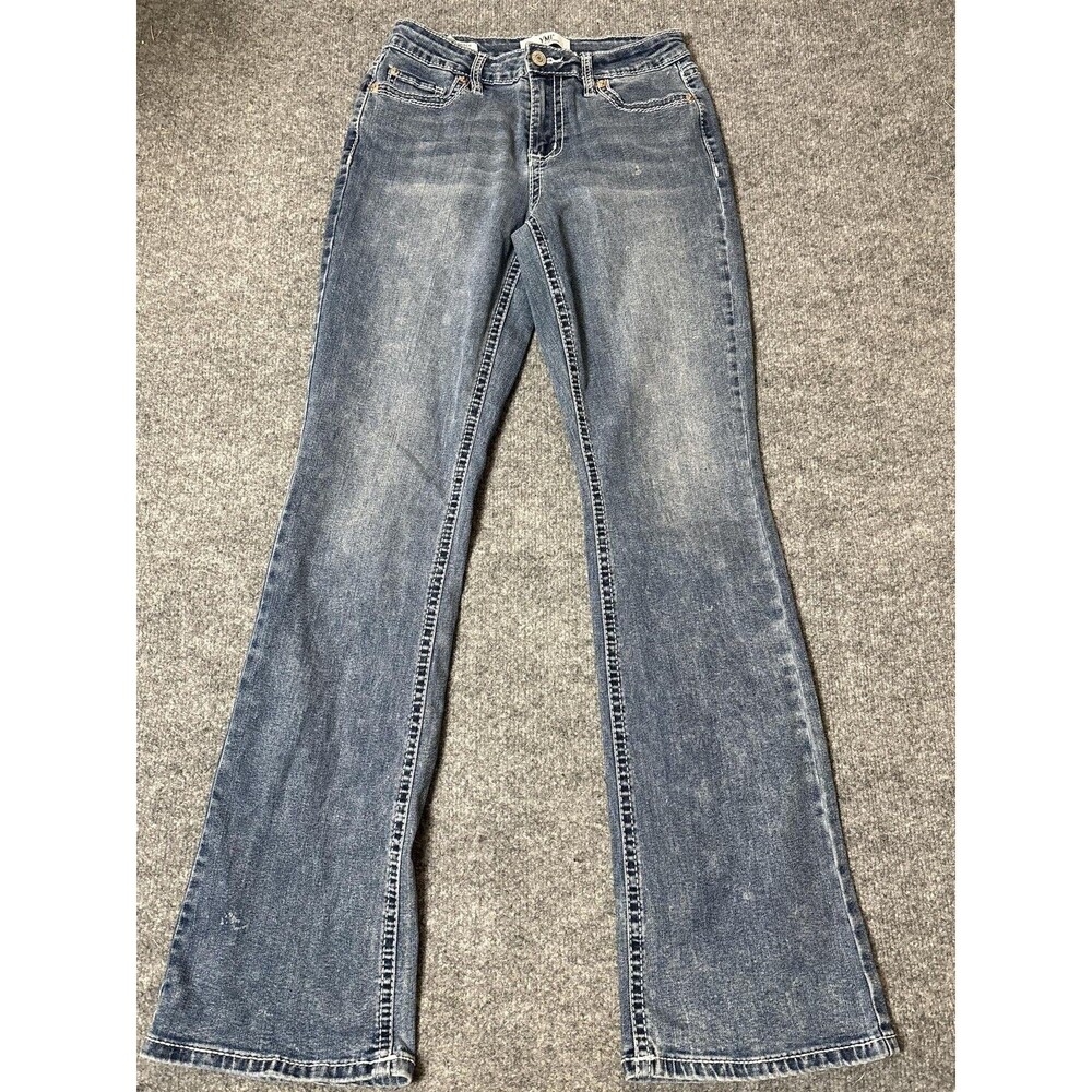 YMI Bootcut Jeans Juniors 5 27x31 Blue Medium Wash Stretch Denim Embroidered